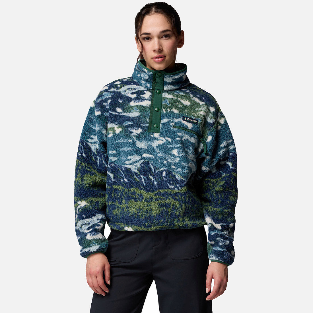 Helvetia II Print Cropped Half Snap