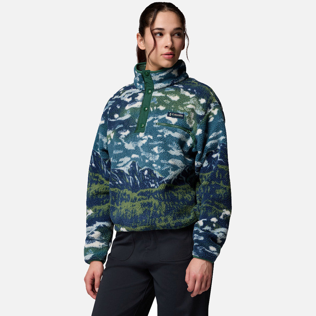 Helvetia II Print Cropped Half Snap