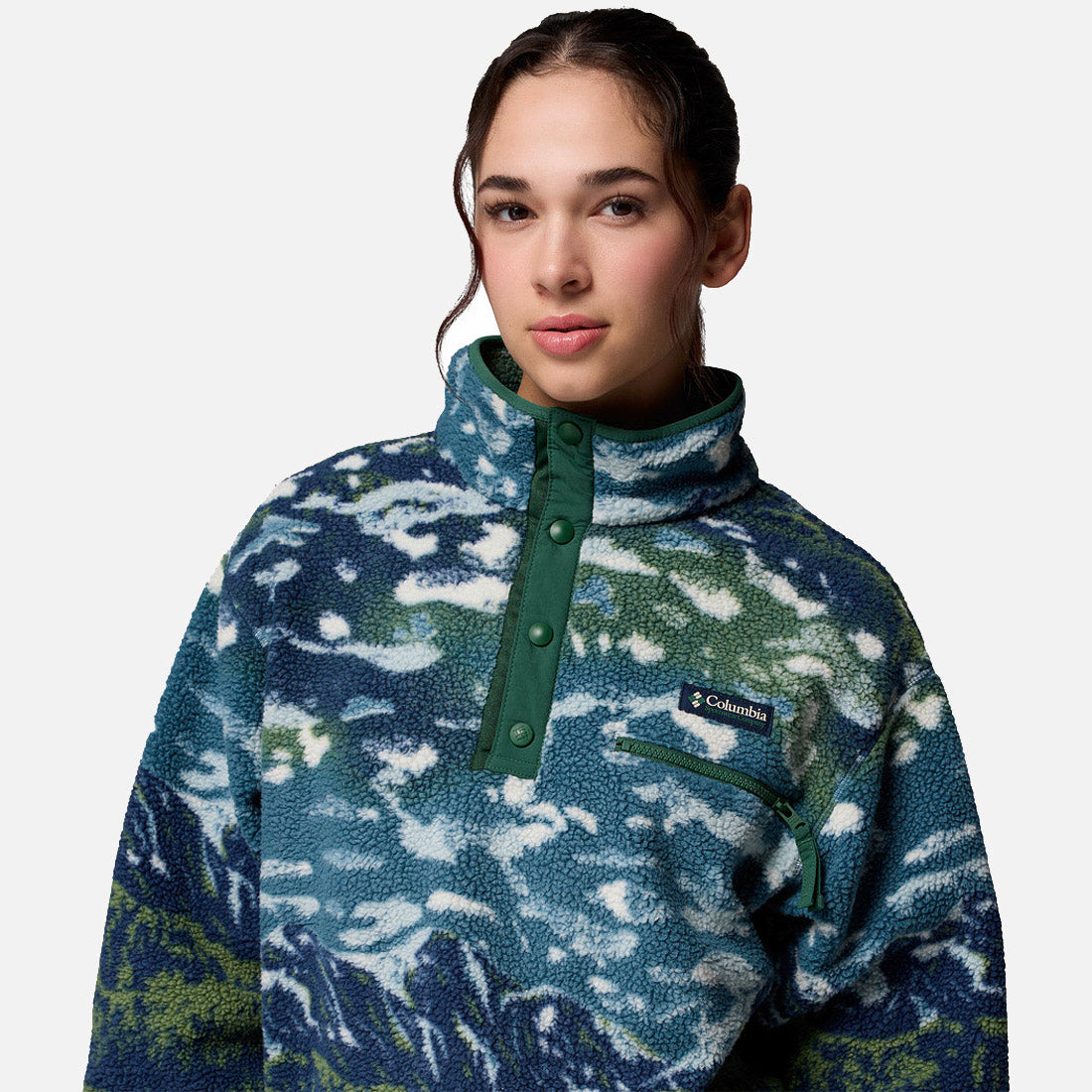 Helvetia II Print Cropped Half Snap